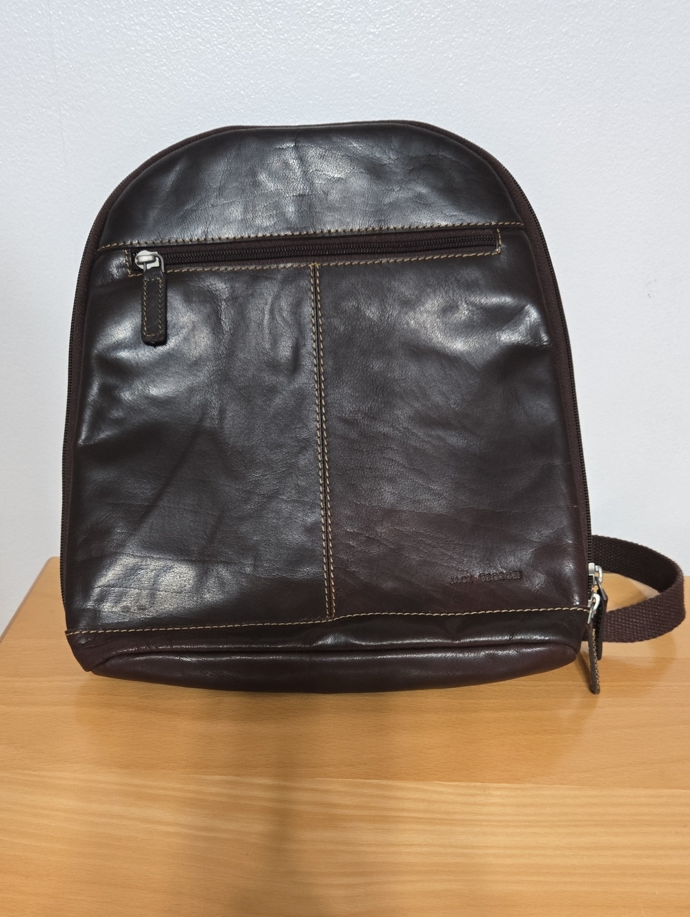 Jack Georges Sleek Dark Brown Leather Convertible Crossbody/Backpack  Bag